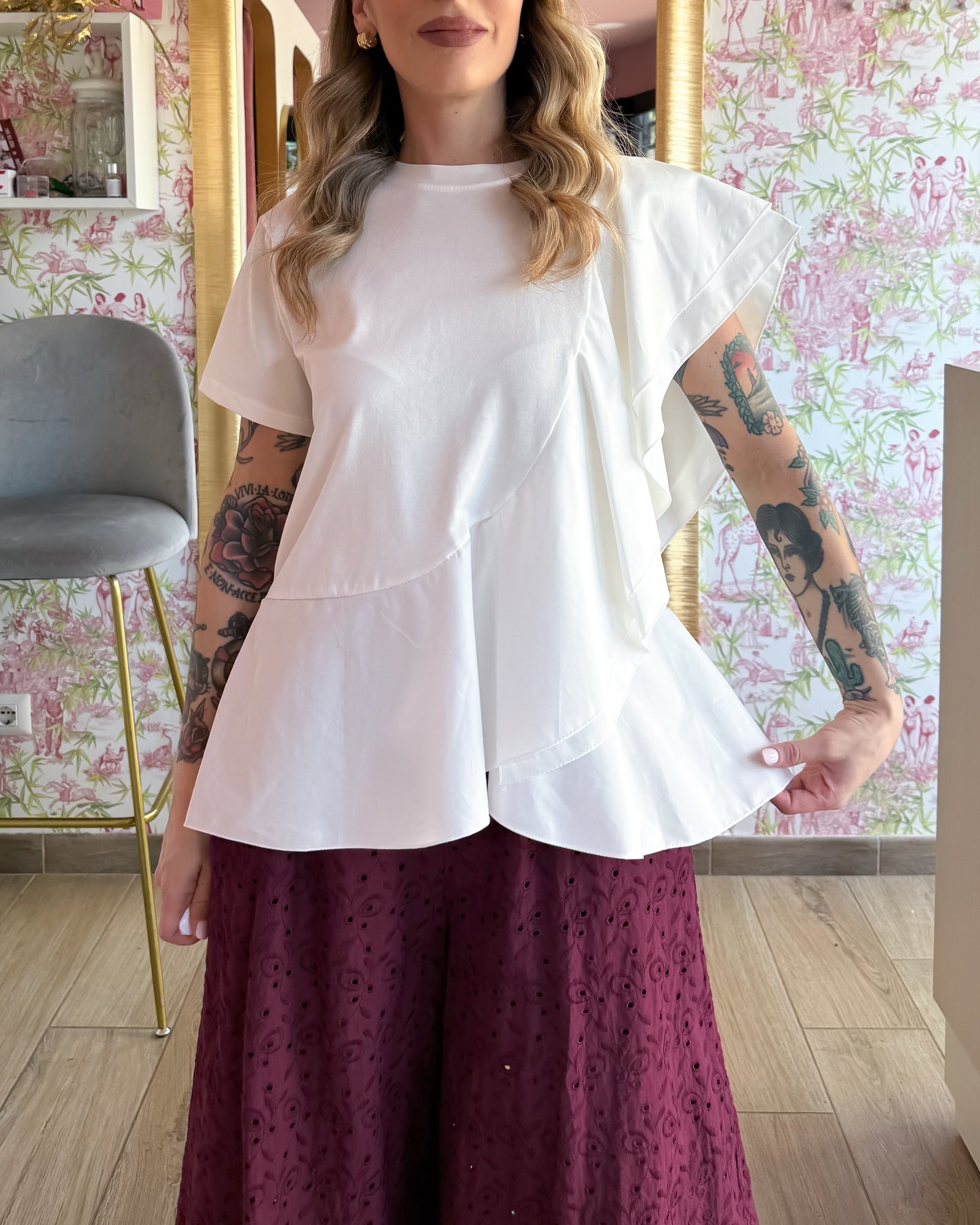 T-shirt Rouches