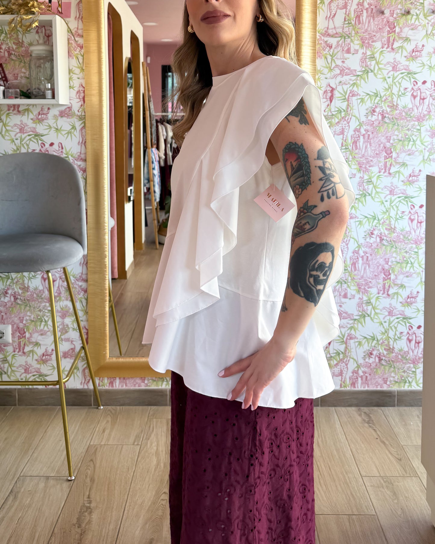 T-shirt Rouches