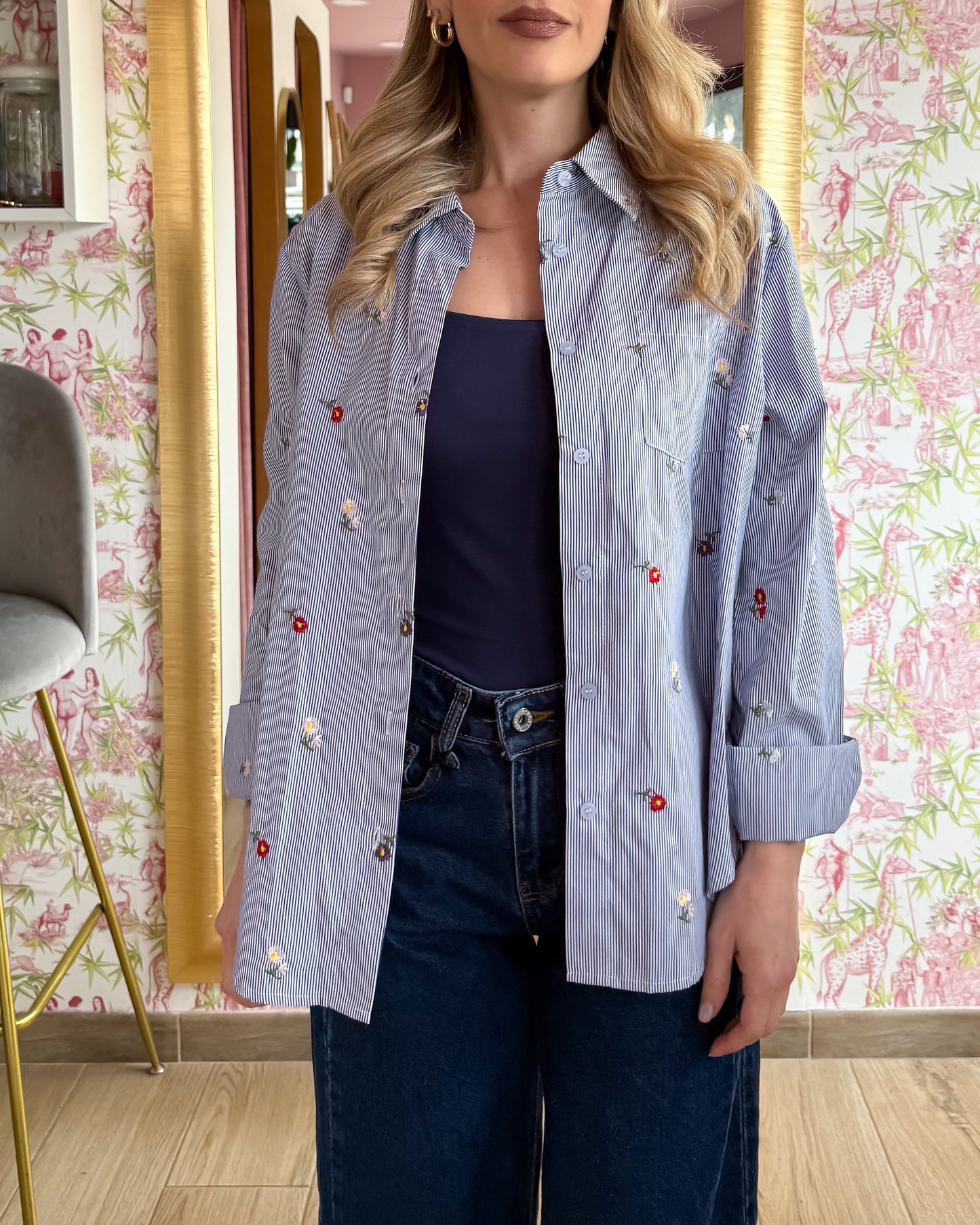 Camicia Fiori Ricamati